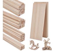 OLYCRAFT 170 palitos de madera de balsa 3,5/4,5/5,5/6 mm x 25 cm listones cuadrados de madera dura hojas de madera de balsa 25 x 10 cm para la realización de objetos artesanales bricolaje modelismo