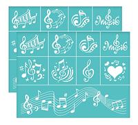 OLYCRAFT 2 plantillas autoadhesivas de serigrafía de seda, patrón de notas musicales, plantilla de transferencia de malla, plantilla de pantalla de seda para pintar sobre madera 28 x 22 cm