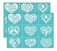 OLYCRAFT 2 plantillas de malla autoadhesivas para el día de San Valentín, 28 x 22 cm, plantillas de malla reutilizables con temática de amor, para manualidades, camisetas, pintura de tela