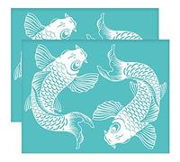 OLYCRAFT 2 plantillas de serigrafía de seda Koi, autoadhesivas Koi Fish Orient, plantillas de pantalla de seda, reutilizables, transferencia de malla para pintar en camisetas de madera 28 x 22 cm