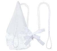 OLYCRAFT 2 unids 1.6 m velo de novia y cordón conjunto poliéster boda Lazo cadena y largo tul malla velos de novia conjunto Lazo boda con colgante de cruz para ceremonia boda suministros, Color blanco