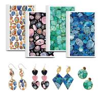 OLYCRAFT 24 Piezas de Papel de Transferencia de Arcilla de guijarros Coloridos, 4 diseños de Piedras de río, Papel de Transferencia de Arcilla para arcillas poliméricas, Hojas de Transferencia de
