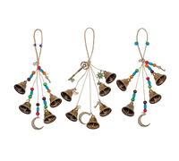 OLYCRAFT 3 campanas de bruja de 3 estilos de protección para perilla de puerta, campanas de bruja, campanas de viento con llave de luna, campanas wiccanas, decoración con cuentas de madera, campanas