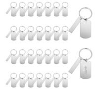 OLYCRAFT 30 llaveros de metal en bruto grabables de 40 ~ 43 mm de acero inoxidable placas vacías para perros llaveros de metal en bruto de acero inoxidable placas redondas DIY