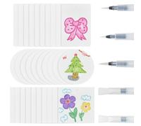 OLYCRAFT 30 unidades de papel de pintura con textura de espuma para manualidades, dibujos 3D, lienzo mágico con esponja y pincel de agua, espuma cuadrada y redonda, papel texturizado