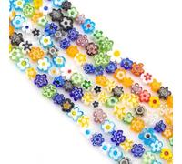 OLYCRAFT 330 cuentas de cristal de flores multicolor, 3,7 ~ 5,6 mm, agujero de 1 mm, perfectas para hacer joyas