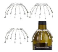 OLYCRAFT 4 piezas de diamantes de imitación para decoración de botellas de vino, joya de 12 cm, de latón, con velo corto, para botellas de champán, dijes decorativos para botellas de fiesta, boda