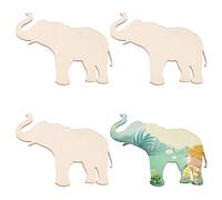 OLYCRAFT 4 piezas de madera sin terminar de 6.1 x 4.5 pulgadas, piezas de madera de elefante recortadas de madera sin terminar de madera sin teñir, rodajas de madera en blanco para manualidades,