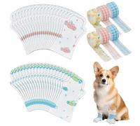 OLYCRAFT 40 botines desechables de 2 colores para perros, protectores para patas desechables, protectores para patas impermeables con 6 rollos, parche autoadhesivo para ancho de pata 3-4,5 cm, perros