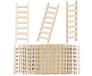 OLYCRAFT 40 escaleras de madera en miniatura de 20 x 60 mm mini escaleras de madera para decoración de jardín mini adorno de jardín para manualidades decoración de micro paisaje