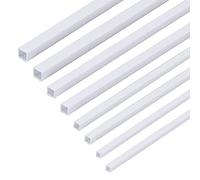 OLYCRAFT 40 piezas 4 tamaños ABS plástico tubo cuadrado 3/4/5/6mm blanco ABS plástico tubo cuadrado hueco barra cuadrada varilla de estireno para DIY mesa de arena modelo arquitectónico que hace