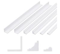 OLYCRAFT 48 piezas de 3 estilos de molduras de esquina en miniatura blancas para acabado en miniatura, mini tiras de borde de pared de casa, mini moldura de plástico para decoración de casas y