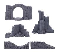 OLYCRAFT 5 estilos de paredes de piedra en ruina anticizadas paredes en miniatura para juegos de mesa, piezas de terreno modulares para juegos de rol de mesa, escenas de exposición en miniatura