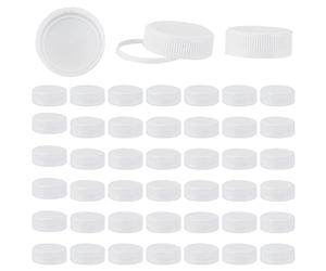 OLYCRAFT 50 tapas de plástico para botellas, tapas de rosca blancas de 38 mm de diámetro interior, tapas de almacenamiento de botellas de plástico blanco, tapas de repuesto para botellas de jugo,