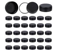 OLYCRAFT 50 tapas de plástico para botellas, tapas de rosca negras de 37,5 mm de diámetro interior, tapas de almacenamiento de botellas de plástico negro, tapas de repuesto para botellas de jugo, tapa