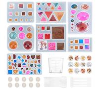 OLYCRAFT 56 Uds Cabujones Moldes de Resina Colgante de Silicona Molde de Resina para Joyería Pulsera de Cristal Molde de Fundición de Joyería - Cuadrado, Redondo, Triángulo, Oval, Rectángulo