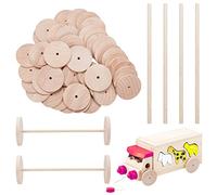 OLYCRAFT 78 Unidades de 5 cm de Madera, Juego de Varillas Con Barras y Discos Con Agujero para Coches de Bricolaje, Proyectos de Manualidades