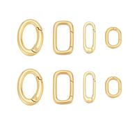 OLYCRAFT 8 unidades, 4 diseños diferentes, cierre de mosquetón ovalado, latón chapado en oro de 18 quilates, conector de metal resistente, anillo de resorte ovalado para extensiones, pulseras, cadenas