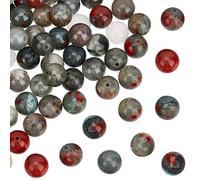 OLYCRAFT 86 cuentas de piedra de sangre africana natural cuentas redondas de piedras preciosas con agujero, cuentas sueltas de piedra energética para pulsera, collar, fabricación de joyas