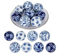 OLYCRAFT 8Uds Bola de Porcelana Azul Y Blanca Cuentas de Porcelana Hechas A Mano Bola de Porcelana Decorativa de 4cm Agujero de 1mm Esferas de Orbes de Cerámica Flotantes para Centros de Mesa Cuencos
