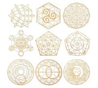 OLYCRAFT 9 pegatinas de energía de metal geometría sagrada de la flor de la vida pegatinas de pirámide de orgona para álbumes de recortes manualidades decoración de teléfono y botella de agua