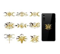 OLYCRAFT 9 pegatinas de metal de 4 x 4 cm con diseño de diosa de la luna y la estrella del sol del diablo y el ojo del diablo, autoadhesivas, para álbumes de recortes, manualidades, decoración del