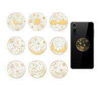 OLYCRAFT 9 pegatinas de metal dorado de 4 x 4 cm, pegatinas de planetas, pistas de estrellas, calcomanías epoxi, montañas y bosques, calcomanías autoadhesivas para manualidades, álbumes de recortes,