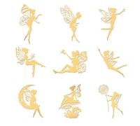 OLYCRAFT 9 Uds. Pegatinas de Hadas de 4x4cm Pegatinas Doradas Autoadhesivas de Setas Y Luna Pegatinas Doradas de Metal con Tema de Hadas para Álbumes de Recortes Manualidades de Resina
