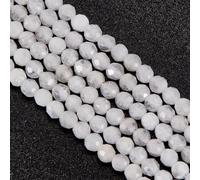 OLYCRAFT Aproximadamente 384 cuentas de piedras preciosas facetadas naturales de 2 mm con agujero de 0,4 mm, cuentas redondas de piedra lunar blanca, cuentas sueltas de piedra de energía para