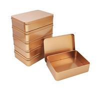 OLYCRAFT Caja Rectangular de Estaño Metálica Con Tapa - Pequeño Contenedor Portátil Para Cuentas, Joyería, Departamento de Custodia - Oro Mate (15.3x11.2x4cm)