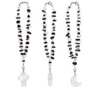 OLYCRAFT Colgante de cristal para colgar para coche, colgante de cuarzo natural para colgar en coche con cruz luna obsidiana espejo retrovisor ornamento atrapasueños