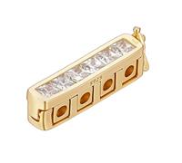 OLYCRAFT Collar de plata de ley 925 de 4 filas, cierre acortador, chapado en oro de 18 quilates, cierre ajustable con circonita, acortador para collar, pulsera, accesorios de fabricación de joyas