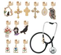OLYCRAFT Dijes de estetoscopio, etiqueta de estetoscopio, aleación esmaltada, colgante de identificación para médico, enfermera, asistente médico, Acero aleado