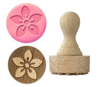 OLYCRAFT Frangipani - Sellos de madera de flores con mango de 43 x 27 mm, sello de arcilla de madera, sellos de cerámica de madera de haya, sello de cerámica con mango de madera, herramientas de