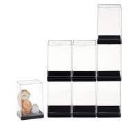 OLYCRAFT Juego de 8 vitrinas de figuras de acción con base negra, caja de exhibición transparente para figuras de Aciton, modelo de muñeca, 6,4 x 5,6 x 9,7 cm