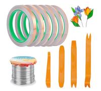 OLYCRAFT Juego de vidrieras incluye 6 cintas adhesivas de cobre de tamaño, 1 rollo de estaño para vidrieras, 4 rasquetas de plástico para vidrieras, manualidades, decoración del hogar, circuitos de