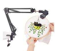 OLYCRAFT Kit de soporte de mesa de bordado negro de 8 mm, soporte de bordado a mano, soporte plegable de punto de cruz, soporte de aro de bordado a mano, soporte de bordado giratorio de 360 grados