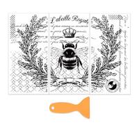 OLYCRAFT L'abeille Royale - Juego de 3 adhesivos para muebles y manualidades, 15 x 30 cm, calcomanías de transferencia de muebles de abeja vintage, calcomanías de transferencia para muebles de madera,