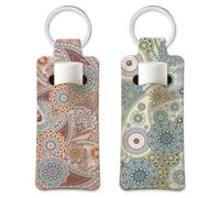 OLYCRAFT Llavero para pintalabios con forma de flor tropical porta bálsamo labial elástico manga para pintalabios con clip llavero lápiz labial portátil manga, Color mixto., 9.6x3.8cm