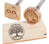 OLYCRAFT Logotipo Personalizado Marca de Madera, Hierro, Latón y Cuero - Sello de Calor Con Mango de Madera Para Barbacoa y Horneado - Varios Tamaños Opcionales