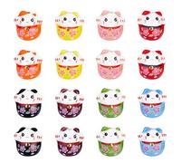 OLYCRAFT Maneki Neko - 16 cuentas espaciadoras de cerámica de gato de la suerte cuentas sueltas de cerámica de gato de la fortuna para hacer joyas pulseras aretes accesorios agujero de 2 mm