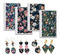 OLYCRAFT Papel de transferencia de arcilla de flores, 4 diseños, 24 piezas de papel de transferencia para polímero, flores vintage, hojas de transferencia de arcilla polimérica, flores de colores