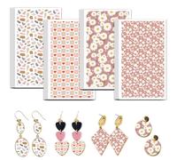 OLYCRAFT Papel de transferencia de arcilla de margaritas, 4 diseños, 24 unidades, papel de transferencia de arcilla con patrón bohemio para arcillas poliméricas, aretes, hojas de transferencia de