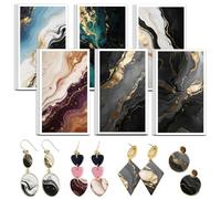 OLYCRAFT Papel de transferencia de arcilla de mármol, 6 diseños, 24 unidades, papel de transferencia de arcilla con patrón de lámina dorada para arcillas poliméricas, pendientes, hojas de