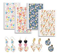 OLYCRAFT Papel de transferencia de huevos de Pascua, 4 diseños, 24 hojas de transferencia de arcilla polimérica de conejo resucitado, papel de transferencia de zanahoria para polímero, papel de