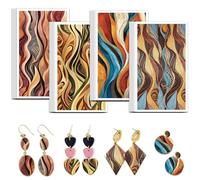 OLYCRAFT Papel de transferencia para arcilla con ondas color tierra 4 dibujo 24 unidades líneas de colores hojas de transferencia para arcilla polimérica pequeñas calcomanías para pendientes creación