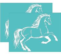 OLYCRAFT Plantilla autoadhesiva de serigrafía de seda 2 piezas reutilizable para transferencias de malla patrón de caballos plantilla de pantalla de seda para pintar en madera decoración de tela