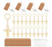 OLYCRAFT Rosario de madera con colgante de cruz, rosario de dedo de madera con anillos de hierro, mini rosarios clásicos para invitados, decoración para fiestas, bodas, primera comunión, 36 unidades