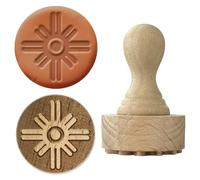 OLYCRAFT Sello de Madera con Mango Sol Totem de 43x27mm Sello de Madera de Haya Sello de Cerámica Sello para Cerámica Herramienta para Arcilla Arte DIY Artesanía Hecho a Mano Decoración Sol Totem