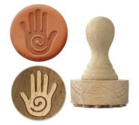OLYCRAFT Sello de madera de mano con espiral con mango, 43 x 27 mm, sello de madera de haya para cerámica, sellos para arcilla, sellos de cerámica para manualidades, decoración hecha a mano
